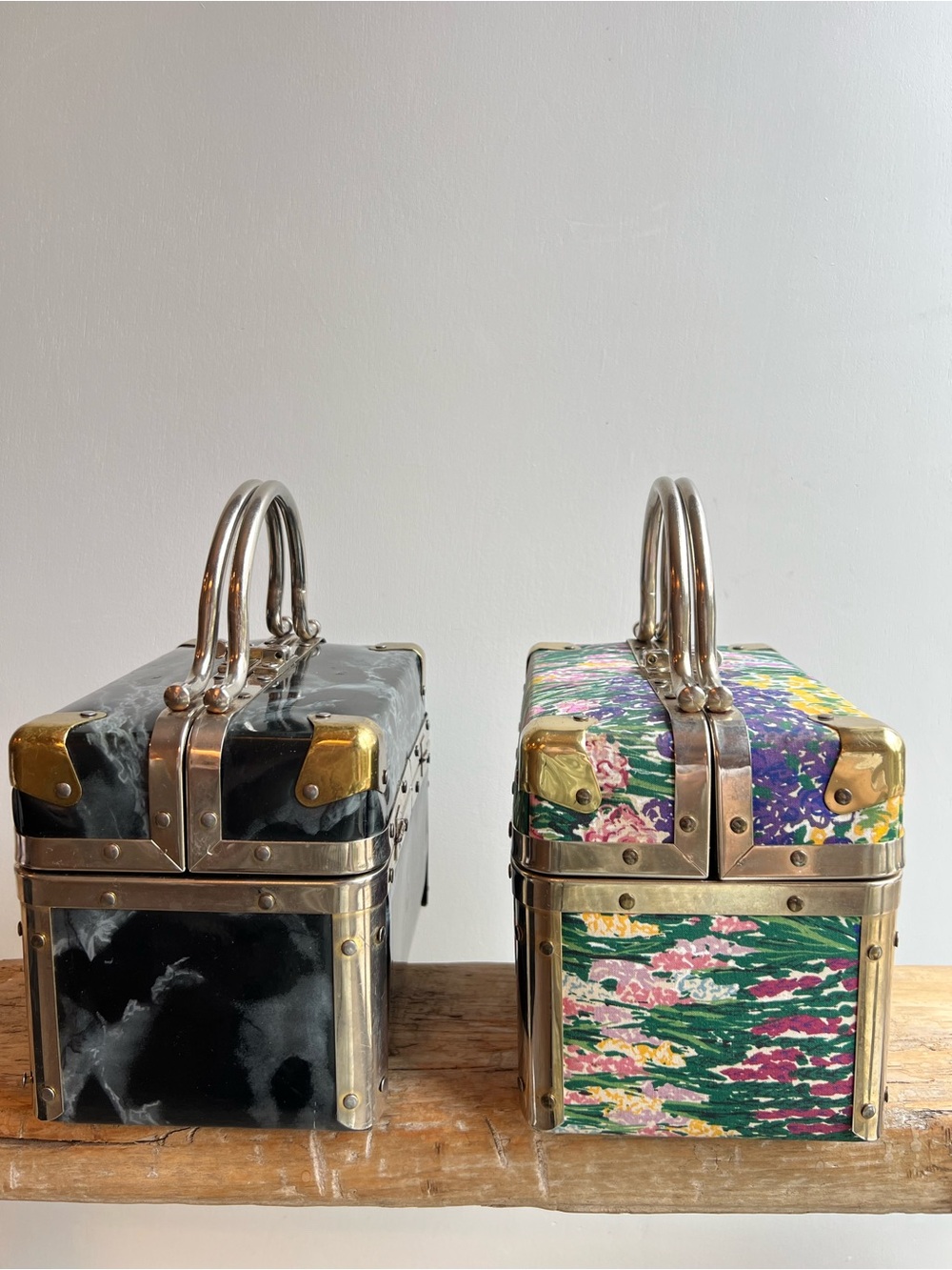 Vintage Borsa Bella Italian Train Case Makeup Trunks • Set of 2 - Picture 5 of 11